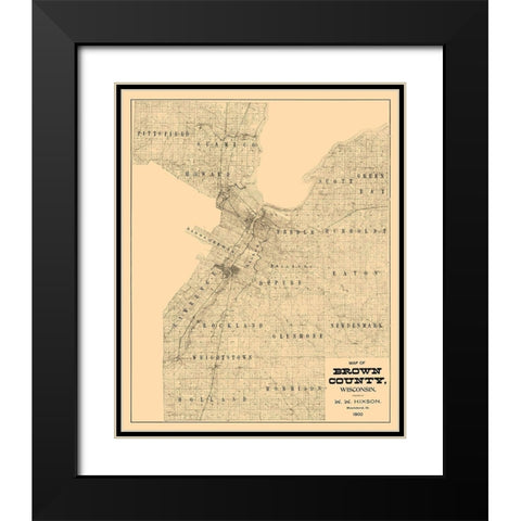 Brown County Wisconsin - Hixon 1900  Black Modern Wood Framed Art Print with Double Matting by Hixon