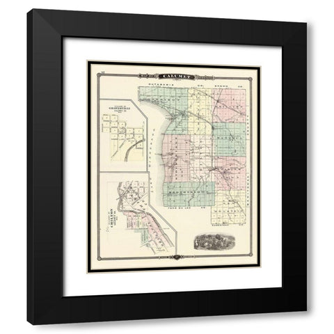 Calumet Wisconsin Landowner - Snyder 1878 Black Modern Wood Framed Art Print with Double Matting by Snyder