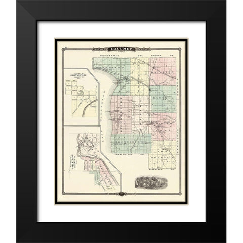 Calumet Wisconsin Landowner - Snyder 1878 Black Modern Wood Framed Art Print with Double Matting by Snyder