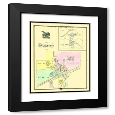 Chippewa Falls Wisconsin Landowner - Snyder 1878 Black Modern Wood Framed Art Print with Double Matting by Snyder