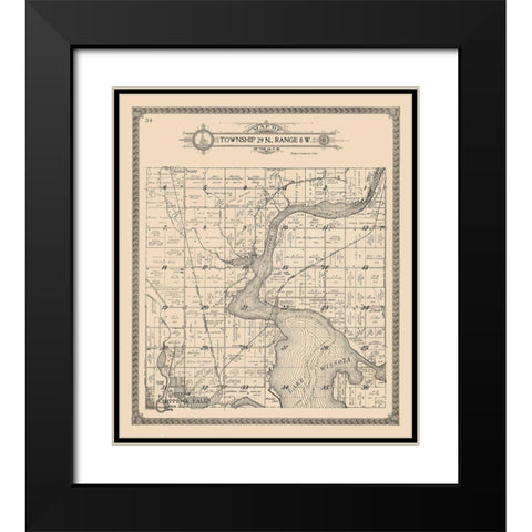 Chippewa Falls - Township 29 N., Range 8 W. Black Modern Wood Framed Art Print with Double Matting by Unknown