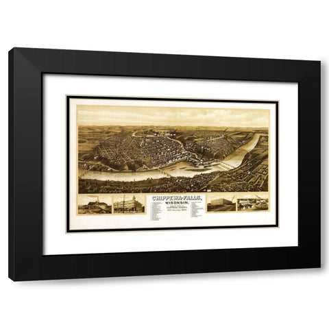 Chippewa Wisconsin - Wellge 1907  Black Modern Wood Framed Art Print with Double Matting by Wellge