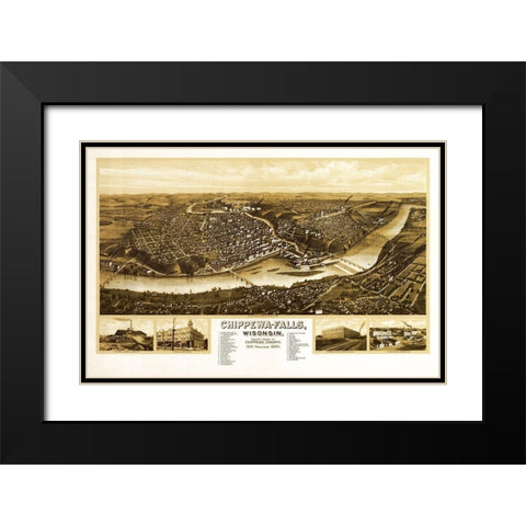 Chippewa Wisconsin - Wellge 1907  Black Modern Wood Framed Art Print with Double Matting by Wellge