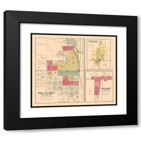 New Glarus, Twin Grove, Stewart  Wisconsin Black Modern Wood Framed Art Print with Double Matting by Ogle