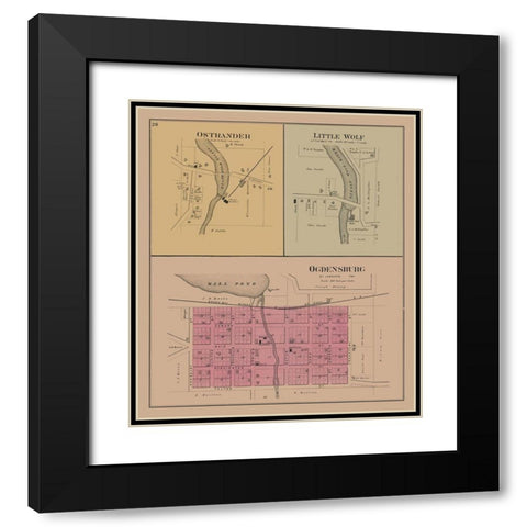 Ostrander - Little Wolf - Ogdenburg - Wisconsin Black Modern Wood Framed Art Print with Double Matting by Unknown