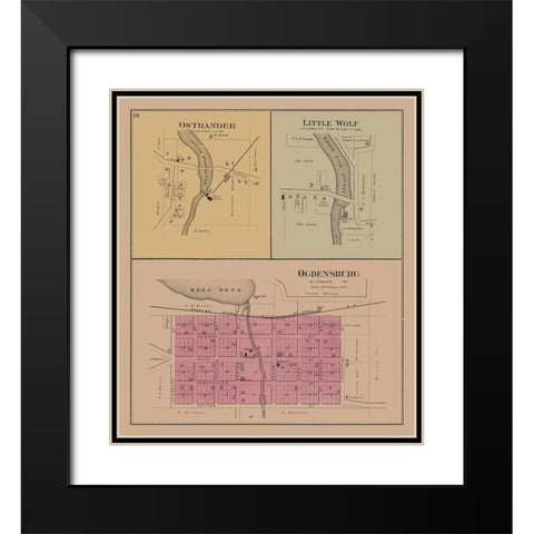 Ostrander - Little Wolf - Ogdenburg - Wisconsin Black Modern Wood Framed Art Print with Double Matting by Unknown