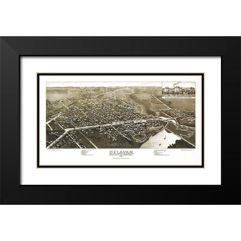 Delavan Wisconsin - Stoner 1884  Black Modern Wood Framed Art Print with Double Matting by Stoner