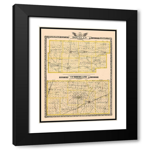 Douglas  Cumberland County  Wisconsin - Beers 1876 Black Modern Wood Framed Art Print with Double Matting by Beers