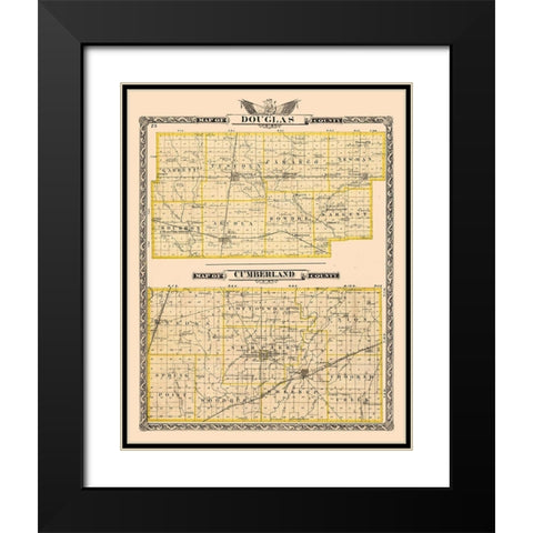 Douglas  Cumberland County  Wisconsin - Beers 1876 Black Modern Wood Framed Art Print with Double Matting by Beers