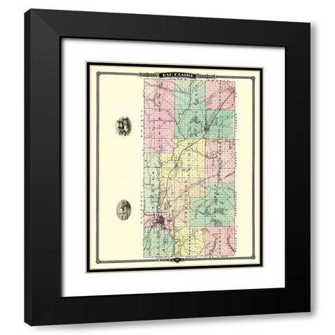 Eau Claire Wisconsin Landowner - Snyder 1878 Black Modern Wood Framed Art Print with Double Matting by Snyder
