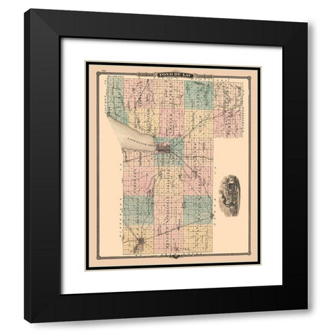 Fond du Lac  Wisconsin - Snyder 1848 Black Modern Wood Framed Art Print with Double Matting by Snyder