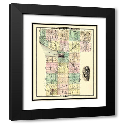 Fond Du Lac Wisconsin Landowner - Snyder 1878 Black Modern Wood Framed Art Print with Double Matting by Snyder