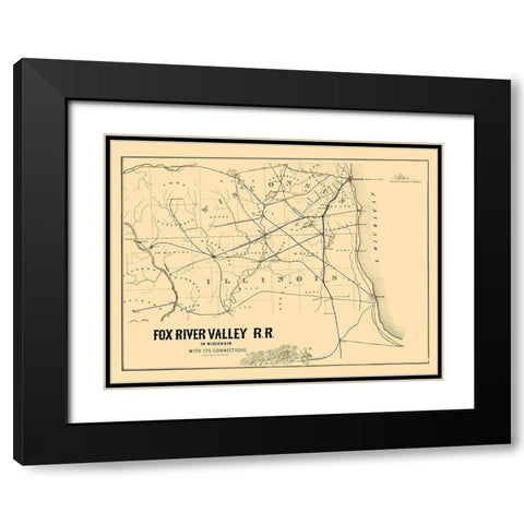 Fox River Valley Railroad - Lipman 1857 Black Modern Wood Framed Art Print with Double Matting by Lipman