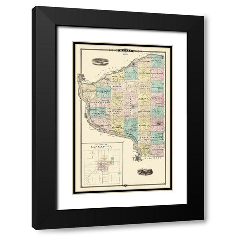 Grant Wisconsin Landowner - Snyder 1878 Black Modern Wood Framed Art Print with Double Matting by Snyder