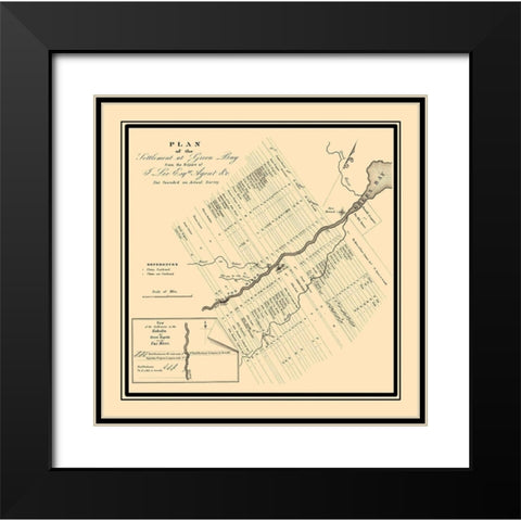 Green Bay Wisconsin - US Government 1821 Black Modern Wood Framed Art Print with Double Matting by US Government