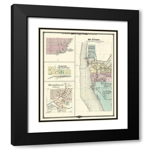 Hudson, Bayfield, River Falls Wisconsin Black Modern Wood Framed Art Print with Double Matting by Snyder