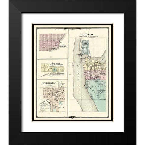 Hudson, Bayfield, River Falls Wisconsin Black Modern Wood Framed Art Print with Double Matting by Snyder