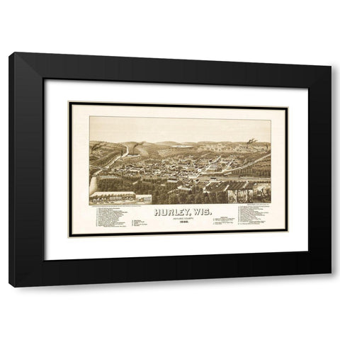 Hurley Wisconsin - Norris 1886  Black Modern Wood Framed Art Print with Double Matting by Norris