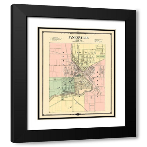 Janesville Wisconsin Landowner - Snyder 1878 Black Modern Wood Framed Art Print with Double Matting by Snyder