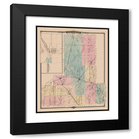 Jackson County  Wisconsin - Snyder 1848 Black Modern Wood Framed Art Print with Double Matting by Snyder