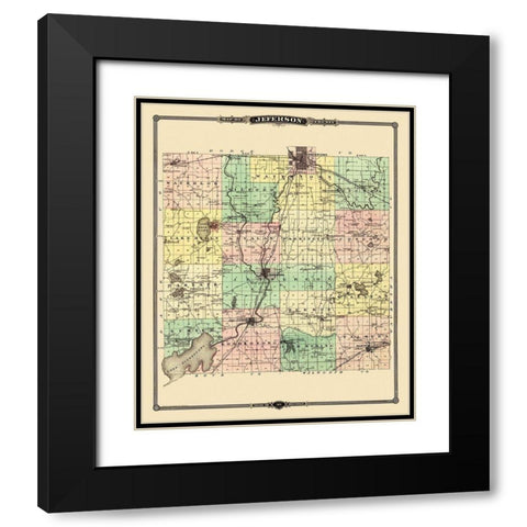 Jefferson Wisconsin Landowner - Snyder 1878 Black Modern Wood Framed Art Print with Double Matting by Snyder