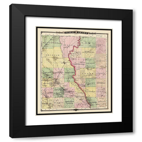 Juneau  Adams Wisconsin Landowner - Snyder 1878 Black Modern Wood Framed Art Print with Double Matting by Snyder