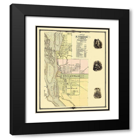 La Crosse Wisconsin - Snyder 1878 Black Modern Wood Framed Art Print with Double Matting by Snyder