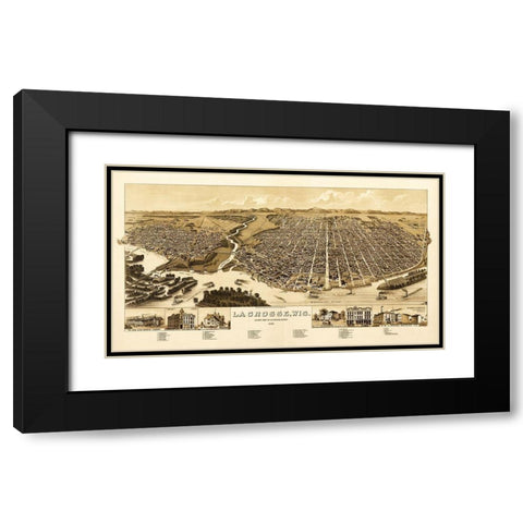 La Crosse Wisconsin - Wellge 1887  Black Modern Wood Framed Art Print with Double Matting by Wellge