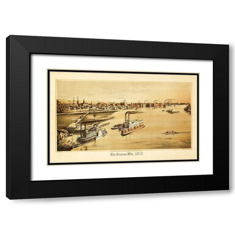 La Crosse Wisconsin - Ellsbury 1873  Black Modern Wood Framed Art Print with Double Matting by Ellsbury