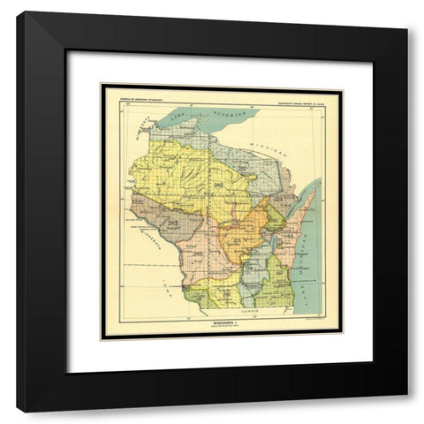 Wisconsin - Lake Superior - Hoen 1896 Black Modern Wood Framed Art Print with Double Matting by Hoen