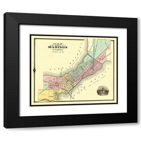 Madison Wisconsin - Snyder 1878 Black Modern Wood Framed Art Print with Double Matting by Snyder