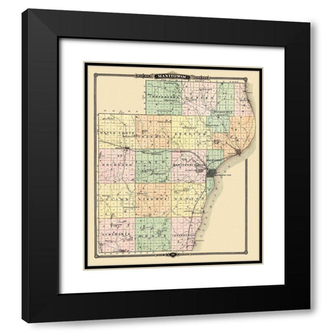 Manitowoc Wisconsin - Snyder 1878 Black Modern Wood Framed Art Print with Double Matting by Snyder