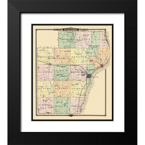 Manitowoc Wisconsin - Snyder 1878 Black Modern Wood Framed Art Print with Double Matting by Snyder