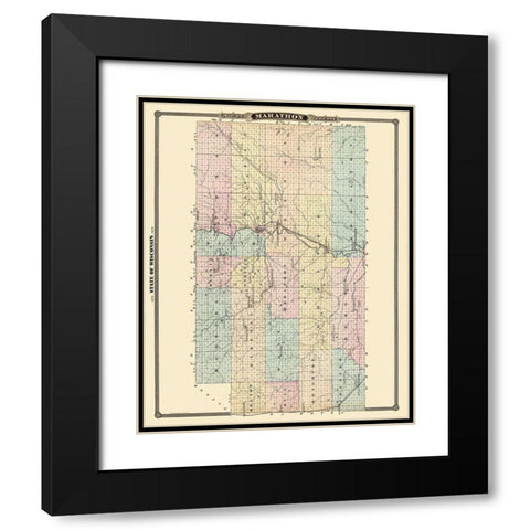 Marathon Wisconsin Landowner - Snyder 1878 Black Modern Wood Framed Art Print with Double Matting by Snyder