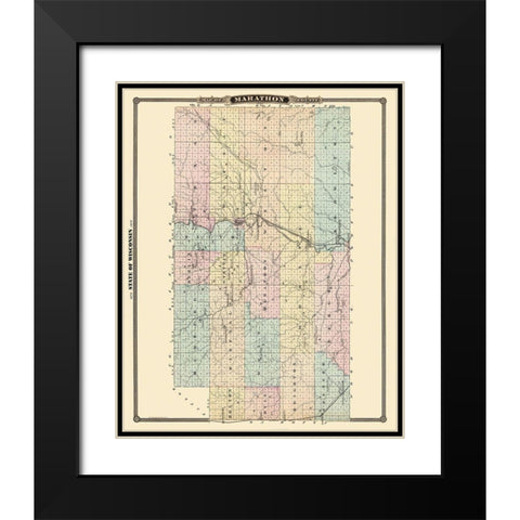 Marathon Wisconsin Landowner - Snyder 1878 Black Modern Wood Framed Art Print with Double Matting by Snyder