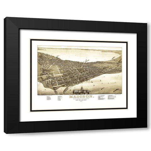 Madison Wisconsin - Norris 1885  Black Modern Wood Framed Art Print with Double Matting by Norris