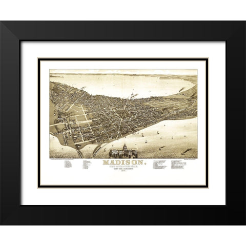 Madison Wisconsin - Norris 1885  Black Modern Wood Framed Art Print with Double Matting by Norris