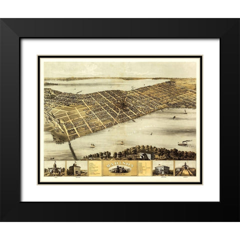 Madison Wisconsin - Norris 1867 Black Modern Wood Framed Art Print with Double Matting by Norris