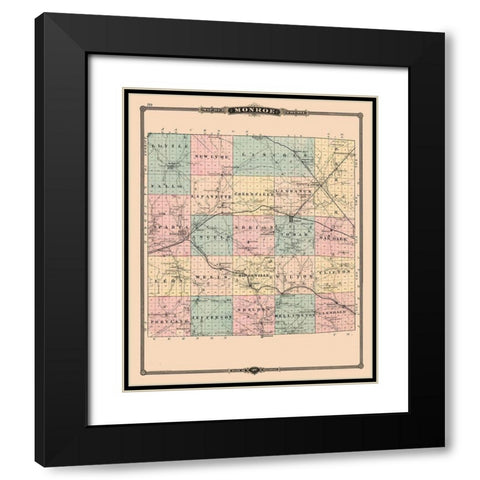 Monroe County  Wisconsin - Snyder 1877 Black Modern Wood Framed Art Print with Double Matting by Snyder