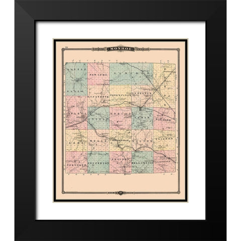 Monroe County  Wisconsin - Snyder 1877 Black Modern Wood Framed Art Print with Double Matting by Snyder