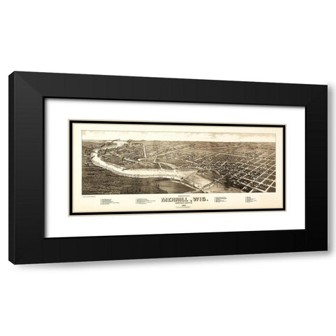Merrill Wisconsin - Wellge 1883  Black Modern Wood Framed Art Print with Double Matting by Wellge