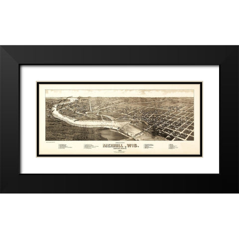 Merrill Wisconsin - Wellge 1883  Black Modern Wood Framed Art Print with Double Matting by Wellge