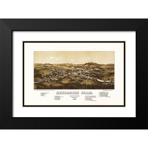 Menomonee Falls Wisconsin - Norris 1886  Black Modern Wood Framed Art Print with Double Matting by Norris