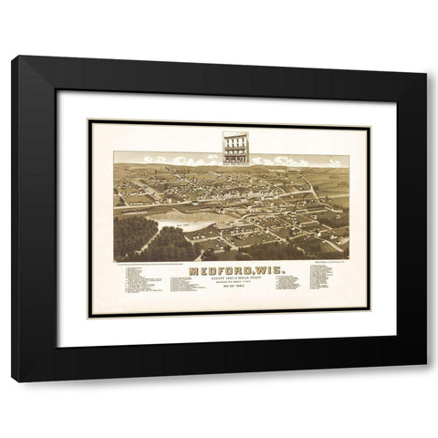 Medford Wisconsin - Norris 1885  Black Modern Wood Framed Art Print with Double Matting by Norris