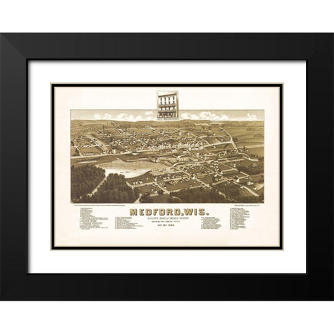Medford Wisconsin - Norris 1885  Black Modern Wood Framed Art Print with Double Matting by Norris
