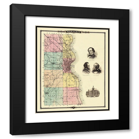 Milwaukee Wisconsin Landowner - Snyder 1878 Black Modern Wood Framed Art Print with Double Matting by Snyder