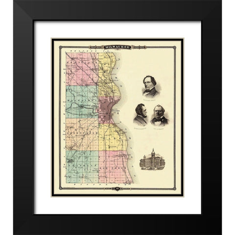 Milwaukee Wisconsin Landowner - Snyder 1878 Black Modern Wood Framed Art Print with Double Matting by Snyder