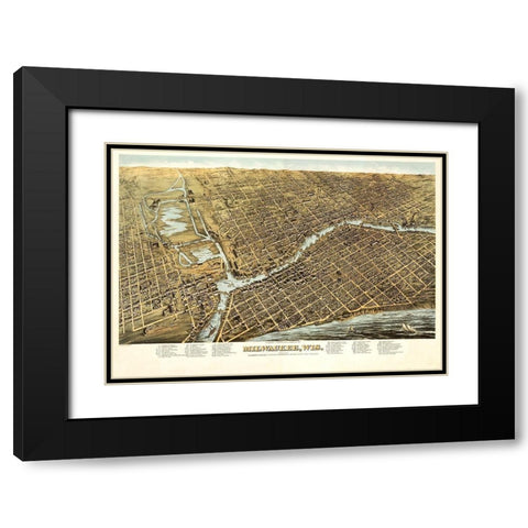 Milwaukee Wisconsin - Bailey 1872  Black Modern Wood Framed Art Print with Double Matting by Bailey