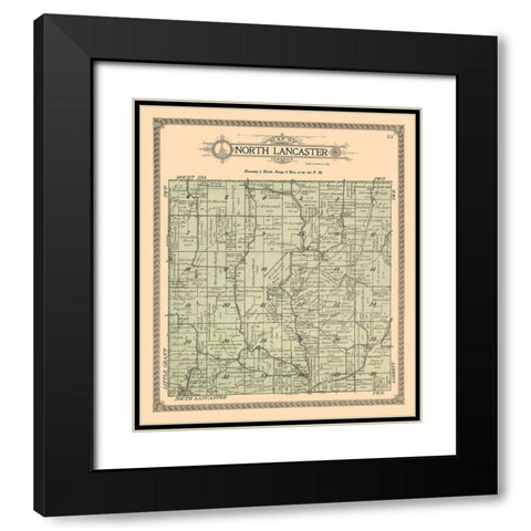 North Lancaster  Wisconsin - Ogle 1918 Black Modern Wood Framed Art Print with Double Matting by Ogle