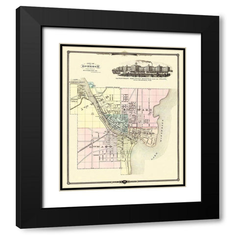 Oshkosh Wisconsin - Snyder 1878 Black Modern Wood Framed Art Print with Double Matting by Snyder